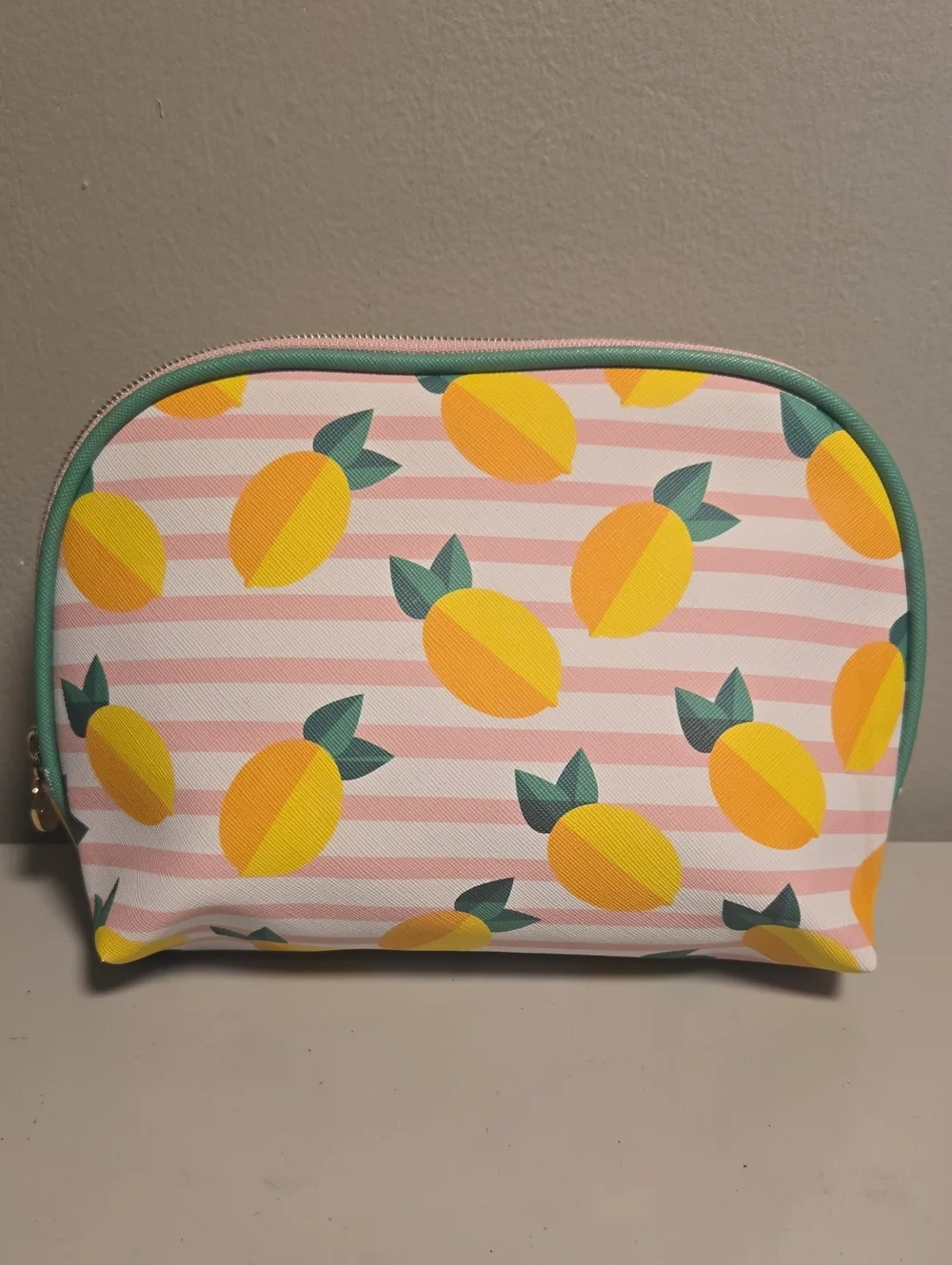 Dabney Lee Pink Stripe Lemon Cosmetic Pouch
